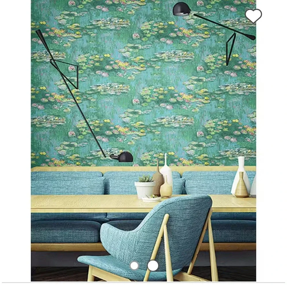 Seabrook French Impressionist Lily Pads Wallpaper - Green‎ 60 Sq Ft Pastel